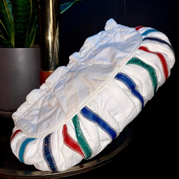 v i n t a g e :: Unique Large Leather Patchwork Crossbody Purse Clutch - Picture 2 of 12